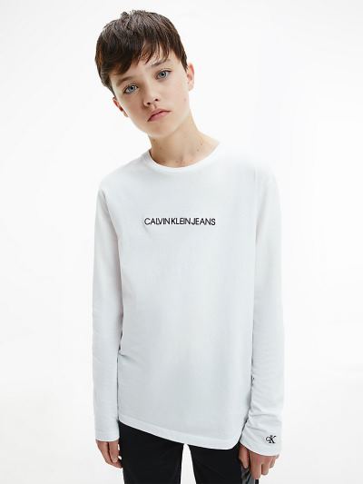 Calvin Klein Ruhák HU382133 | Calvin Klein Organic Cotton Fiu Hosszú Ujjú Póló Világos Fehér